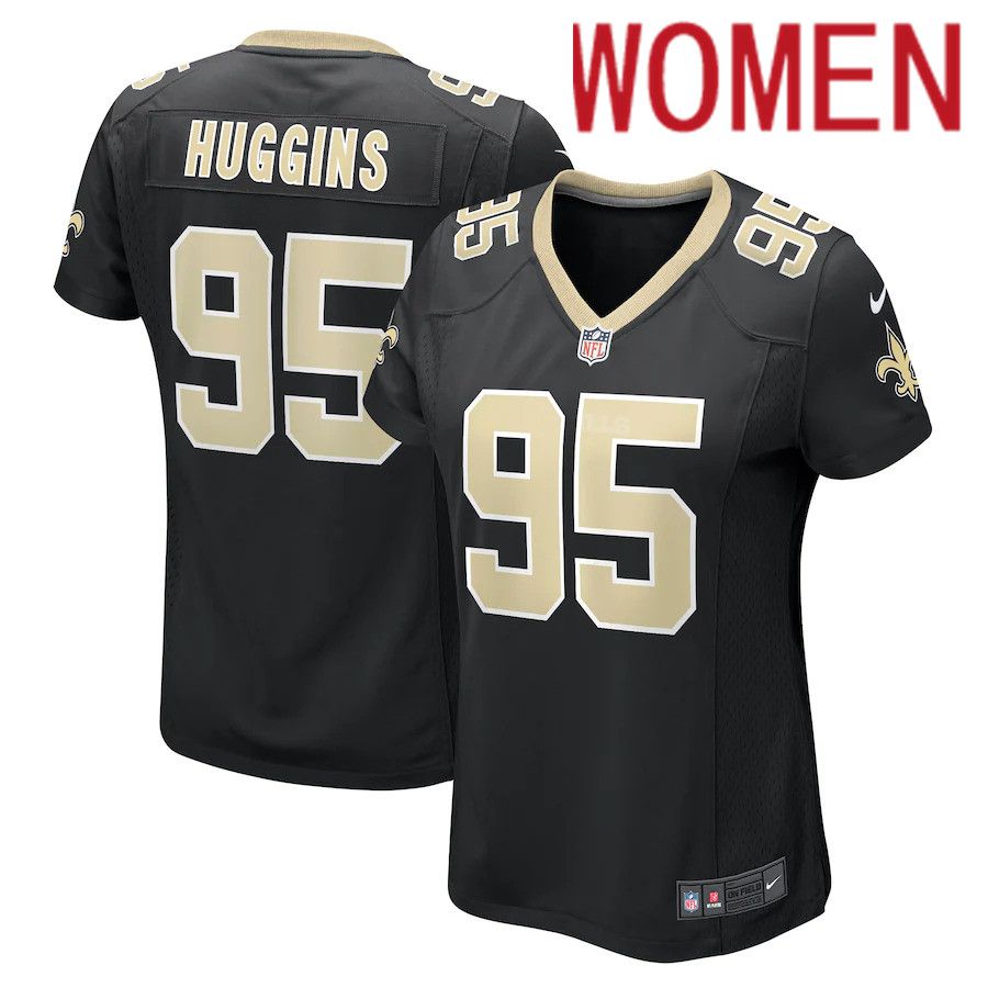 Women New Orleans Saints #95 Albert Huggins Nike Black Player Game NFL Jersey->women nfl jersey->Women Jersey